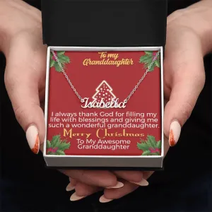 To My Granddaughter l Merry Christmas - Personalise Name Necklace