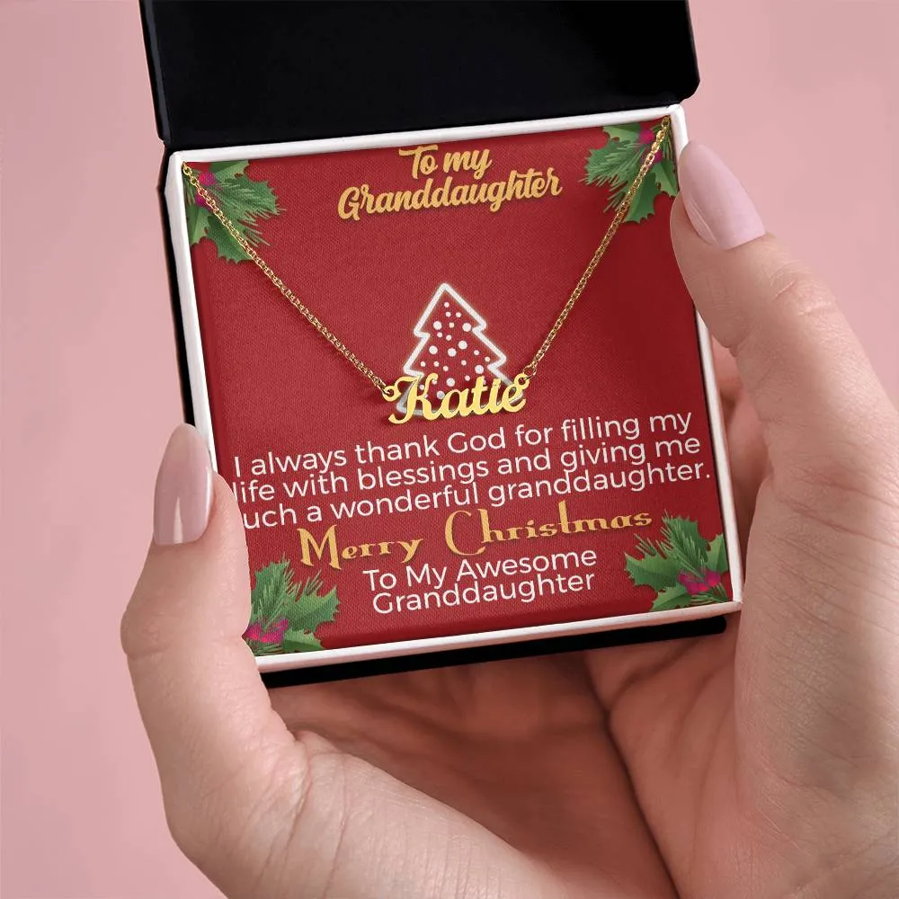 To My Granddaughter l Merry Christmas - Personalise Name Necklace