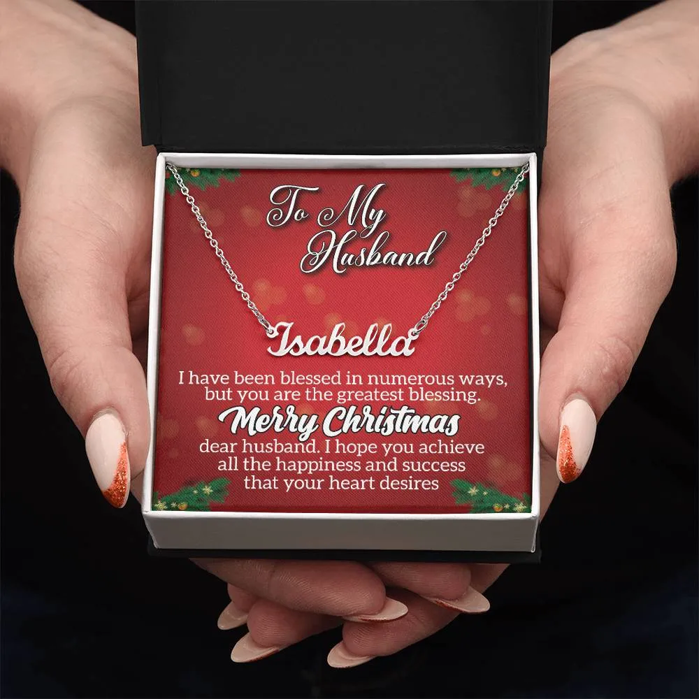 To My Husband - Merry Christmas l Personalise Name Necklace