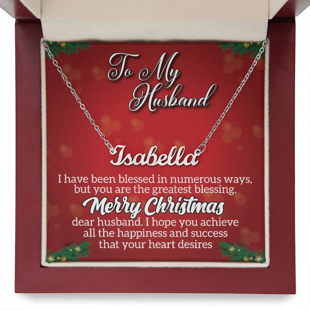 To My Husband - Merry Christmas l Personalise Name Necklace