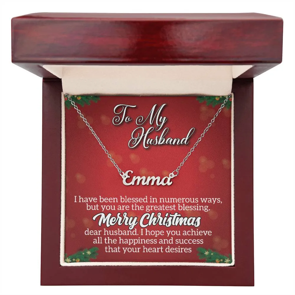 To My Husband - Merry Christmas l Personalise Name Necklace