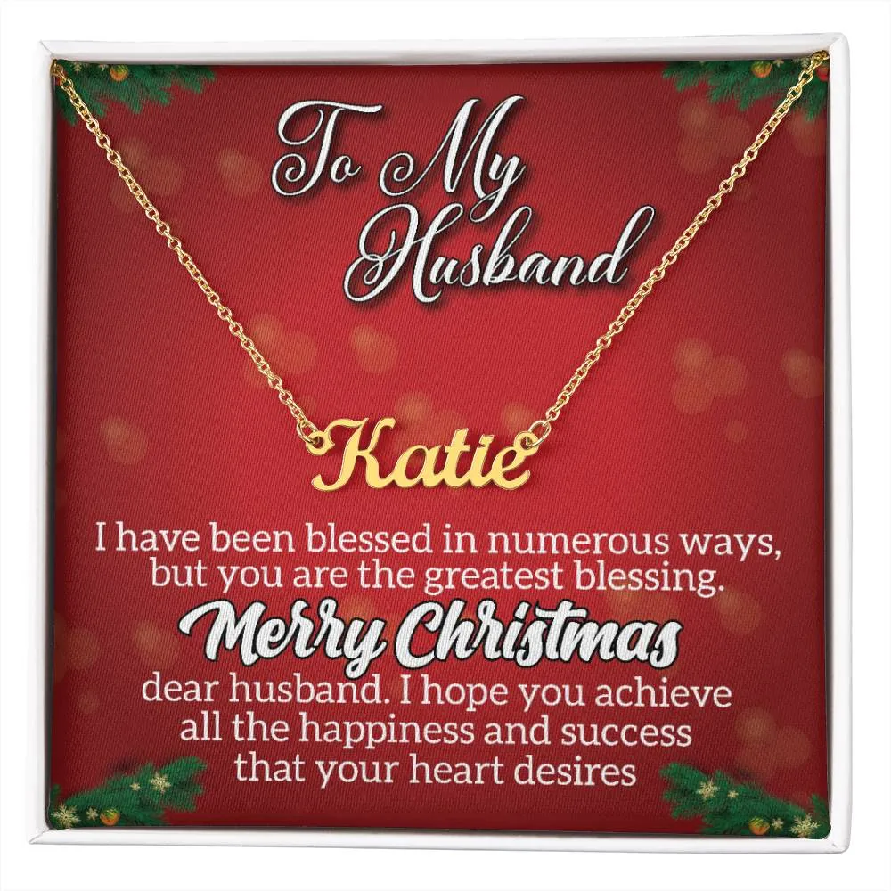 To My Husband - Merry Christmas l Personalise Name Necklace