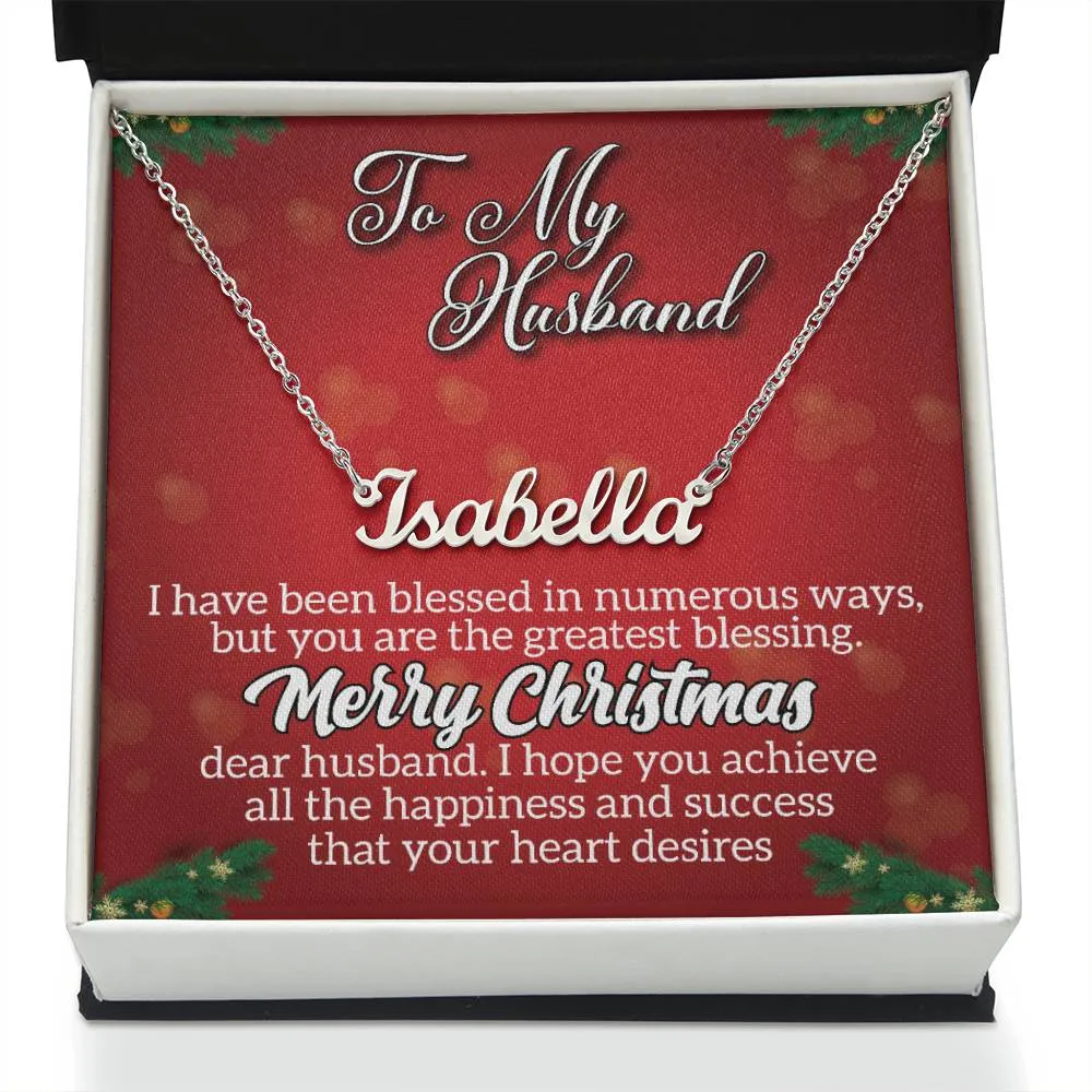 To My Husband - Merry Christmas l Personalise Name Necklace