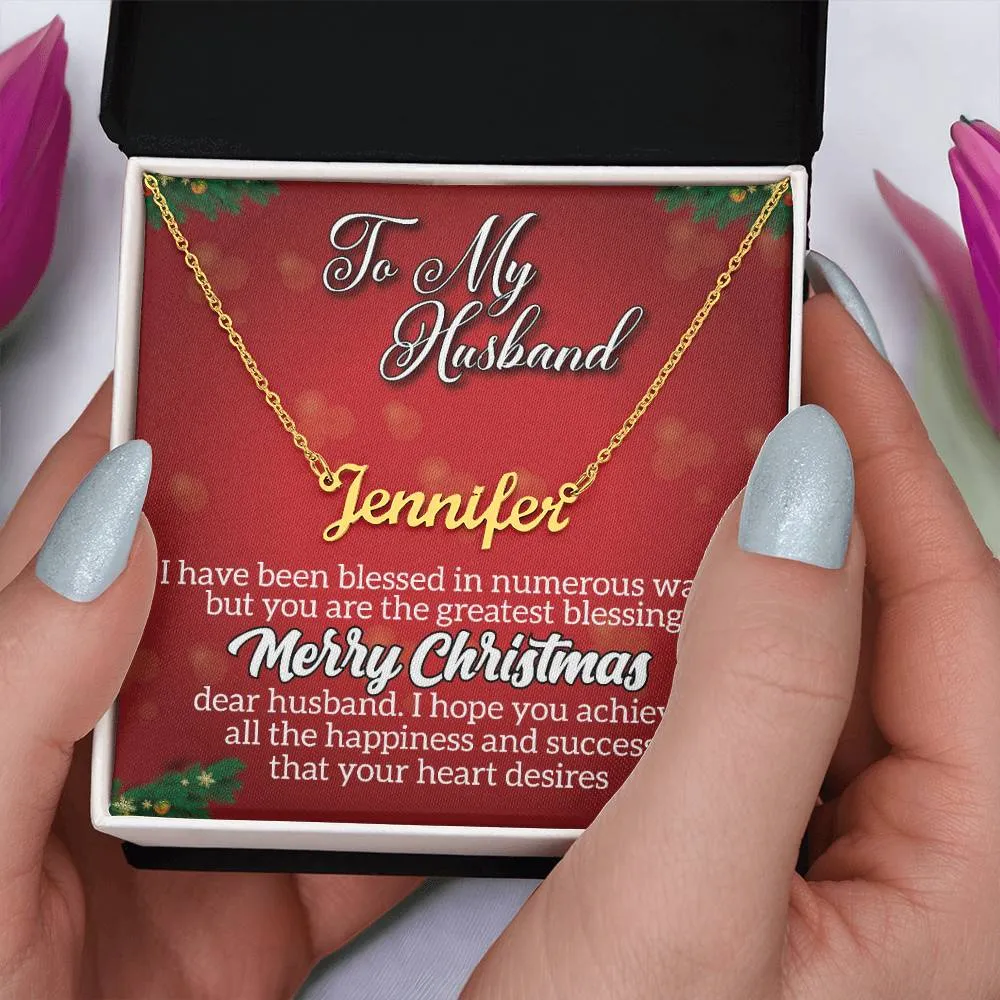 To My Husband - Merry Christmas l Personalise Name Necklace