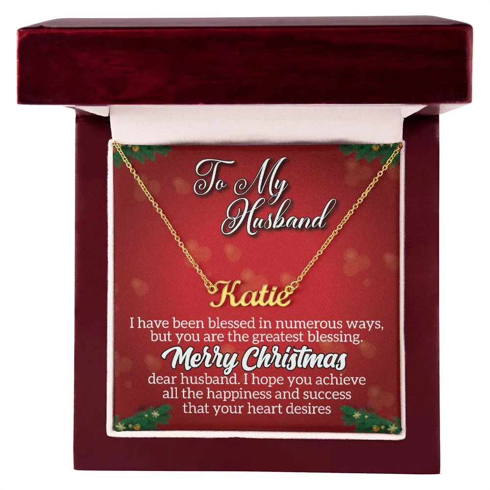 To My Husband - Merry Christmas l Personalise Name Necklace