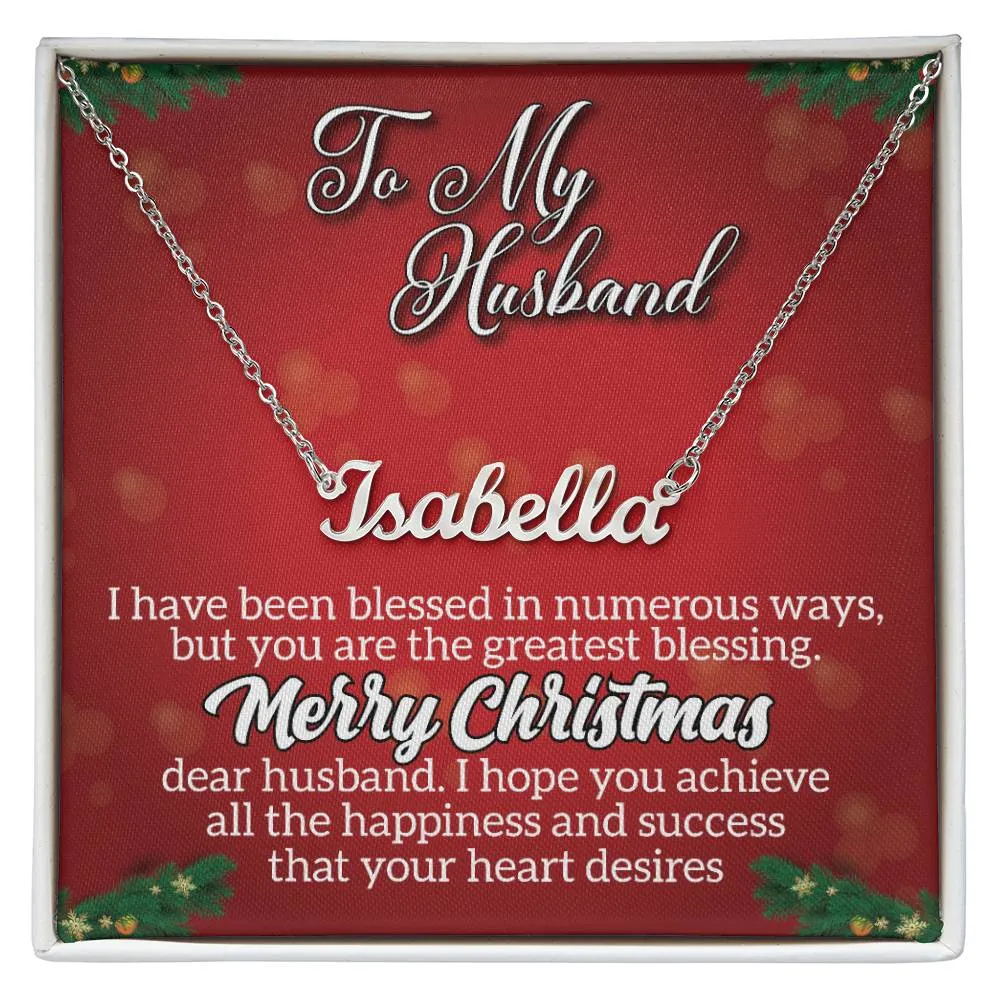 To My Husband - Merry Christmas l Personalise Name Necklace