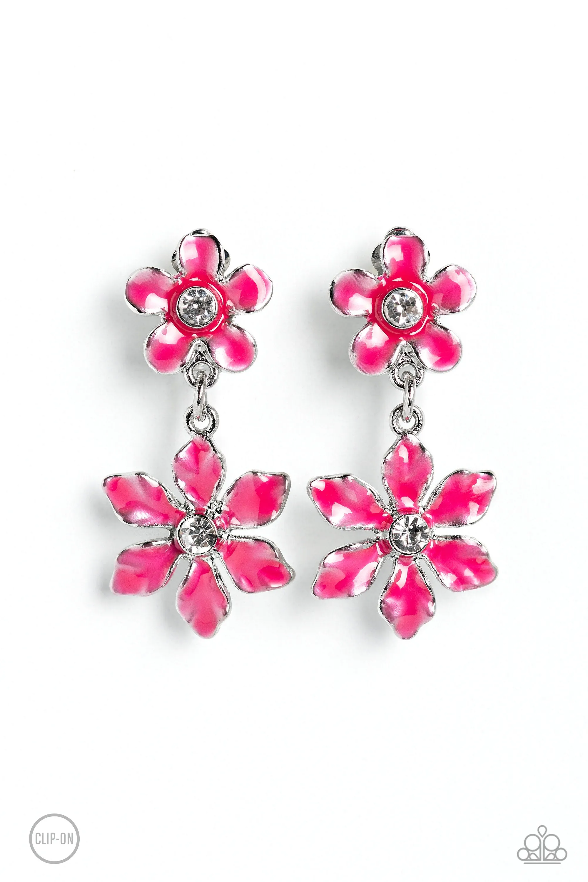 Transparent Talent - Pink Clip-On Earring
