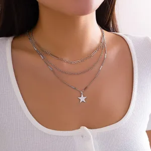 Trendy 3pcs Star Pendant Cable Chain Necklace Set