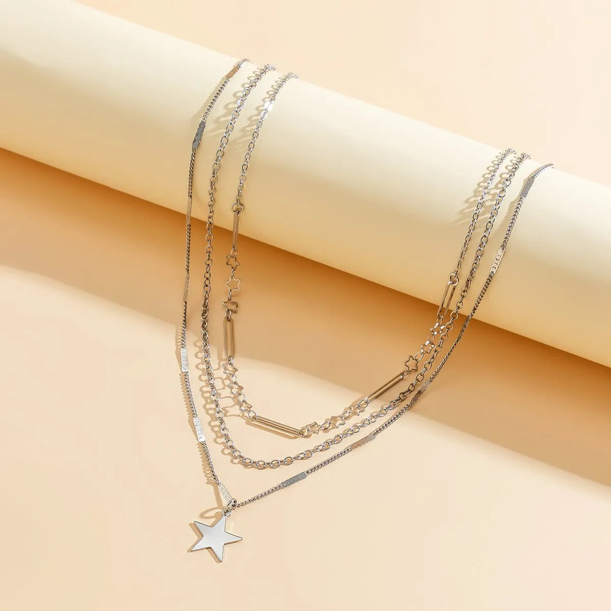 Trendy 3pcs Star Pendant Cable Chain Necklace Set