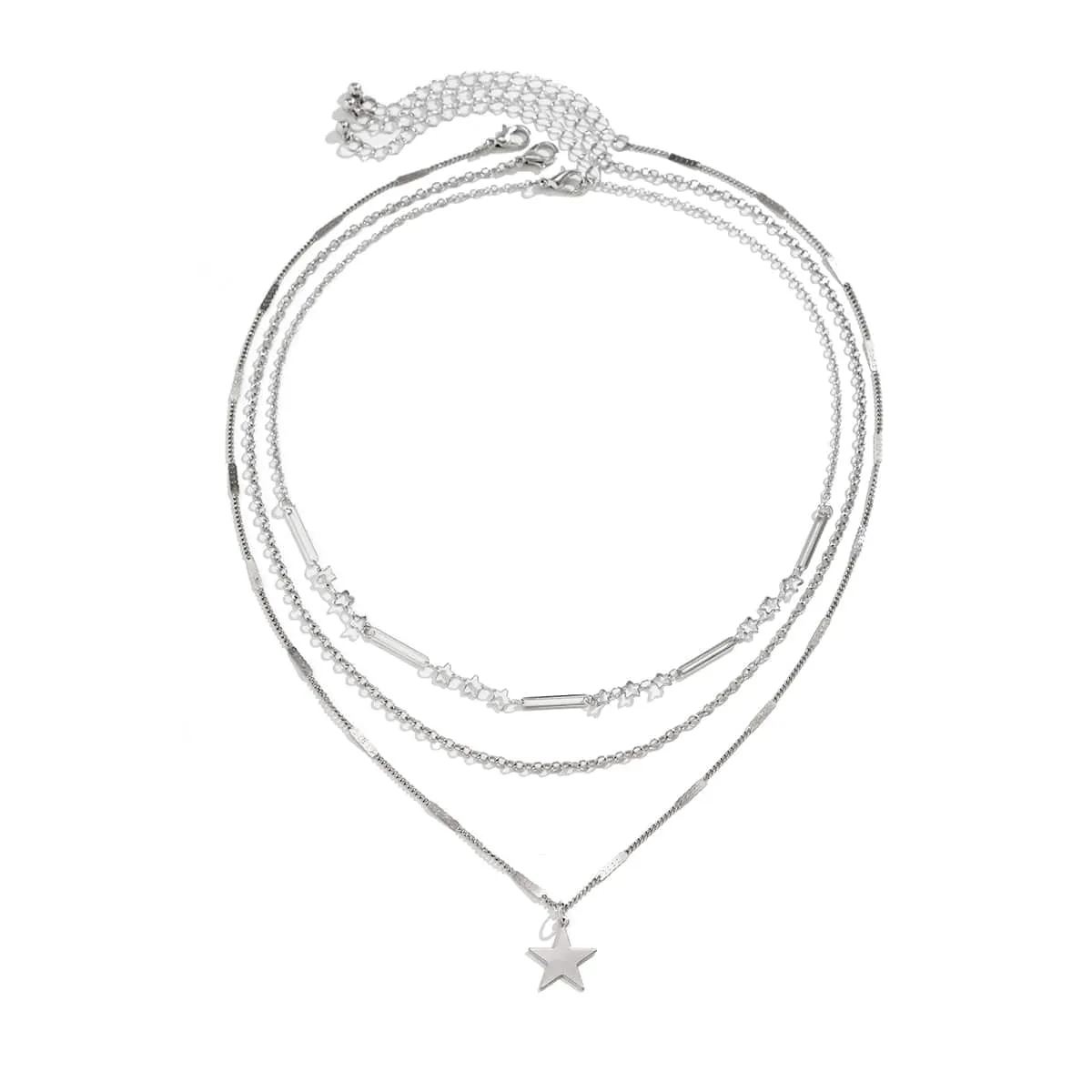 Trendy 3pcs Star Pendant Cable Chain Necklace Set