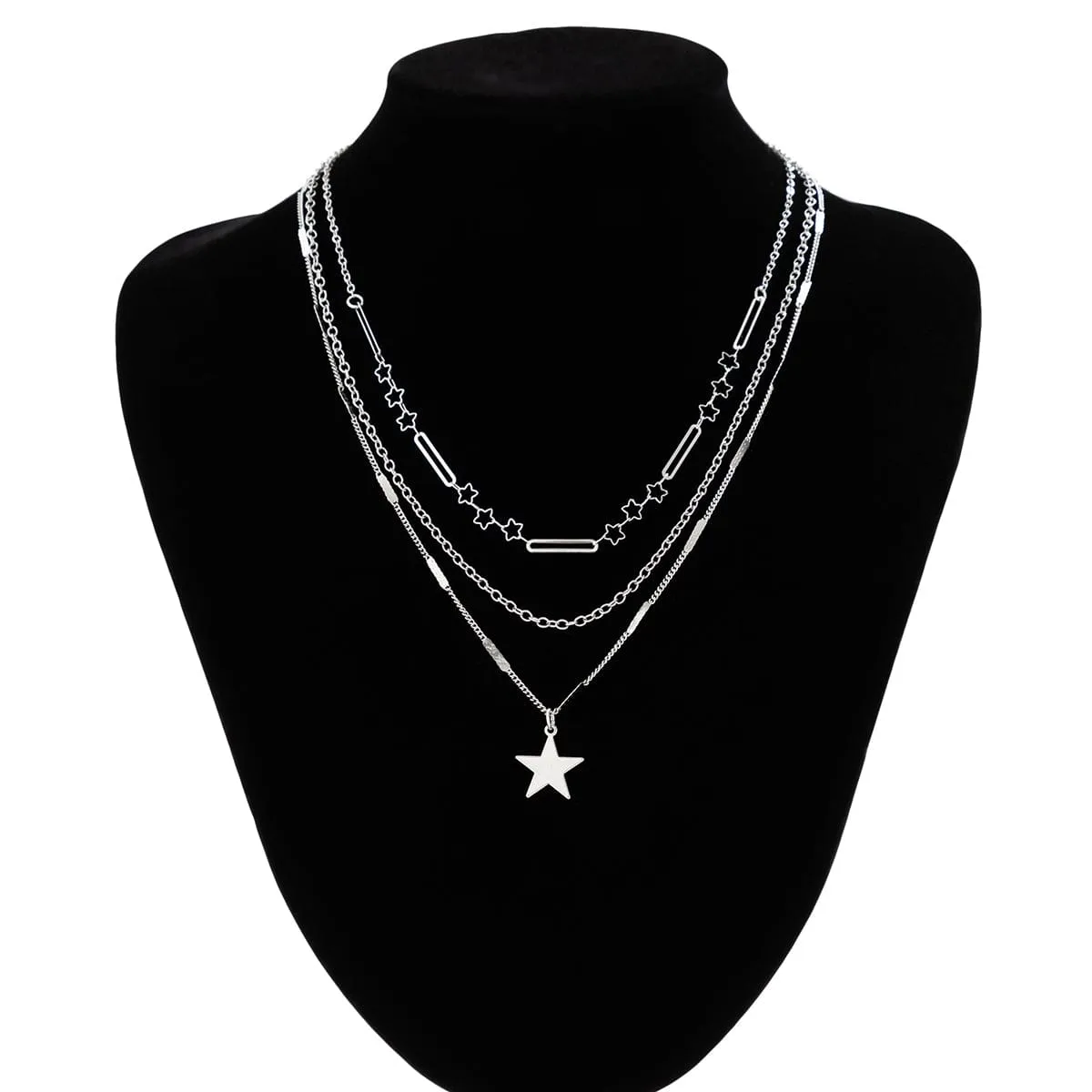 Trendy 3pcs Star Pendant Cable Chain Necklace Set