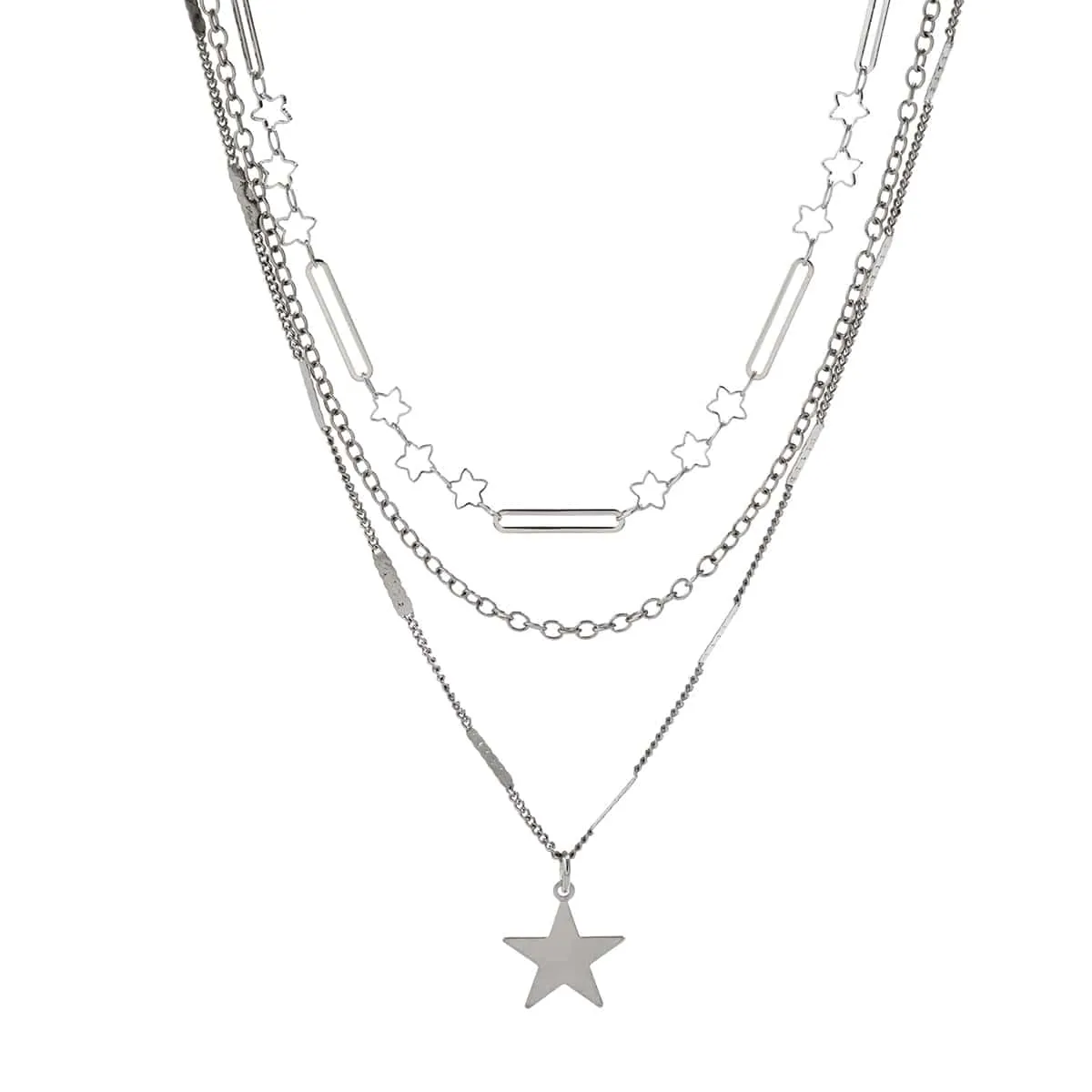 Trendy 3pcs Star Pendant Cable Chain Necklace Set