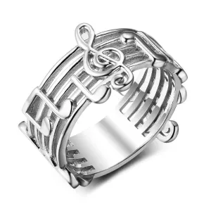 Trendy 925 Sterling Silver Rings for Women with Musical Note Shape, Fashion Jewelry Gift for Music Lovers