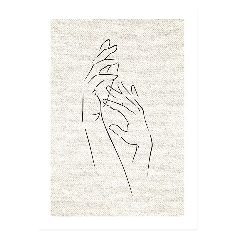 Trendy Beige Boho Style Sketch Figure