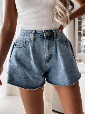 Trendy Cute Wide Legs High Waist Short Jeans