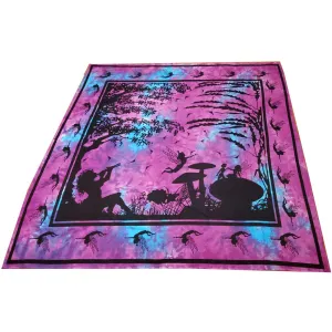 Turquoise and Pink Calling All Fairies Full Size Wall Tapestry
