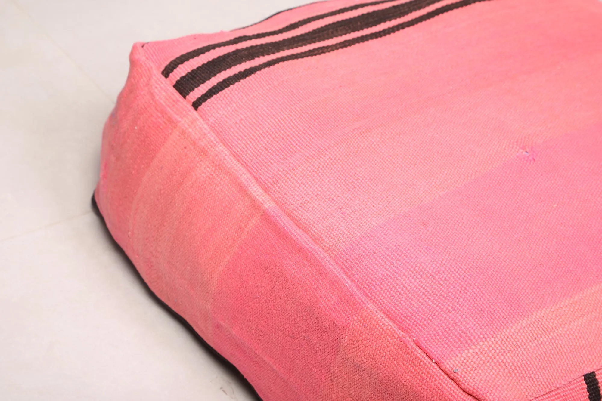 Two Moroccan handmade Ottoman Poufs in Pink Kilim