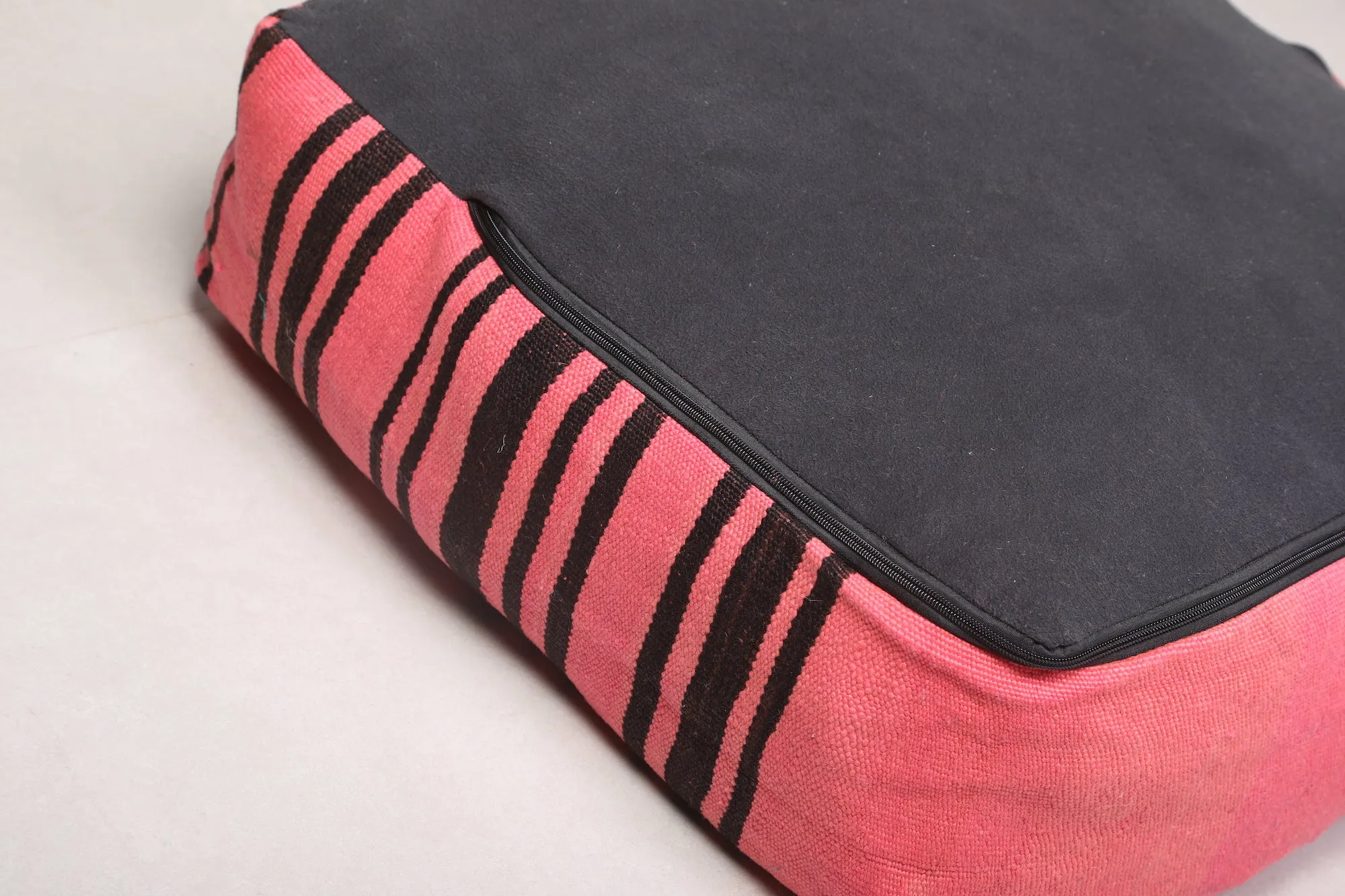 Two Moroccan handmade Ottoman Poufs in Pink Kilim