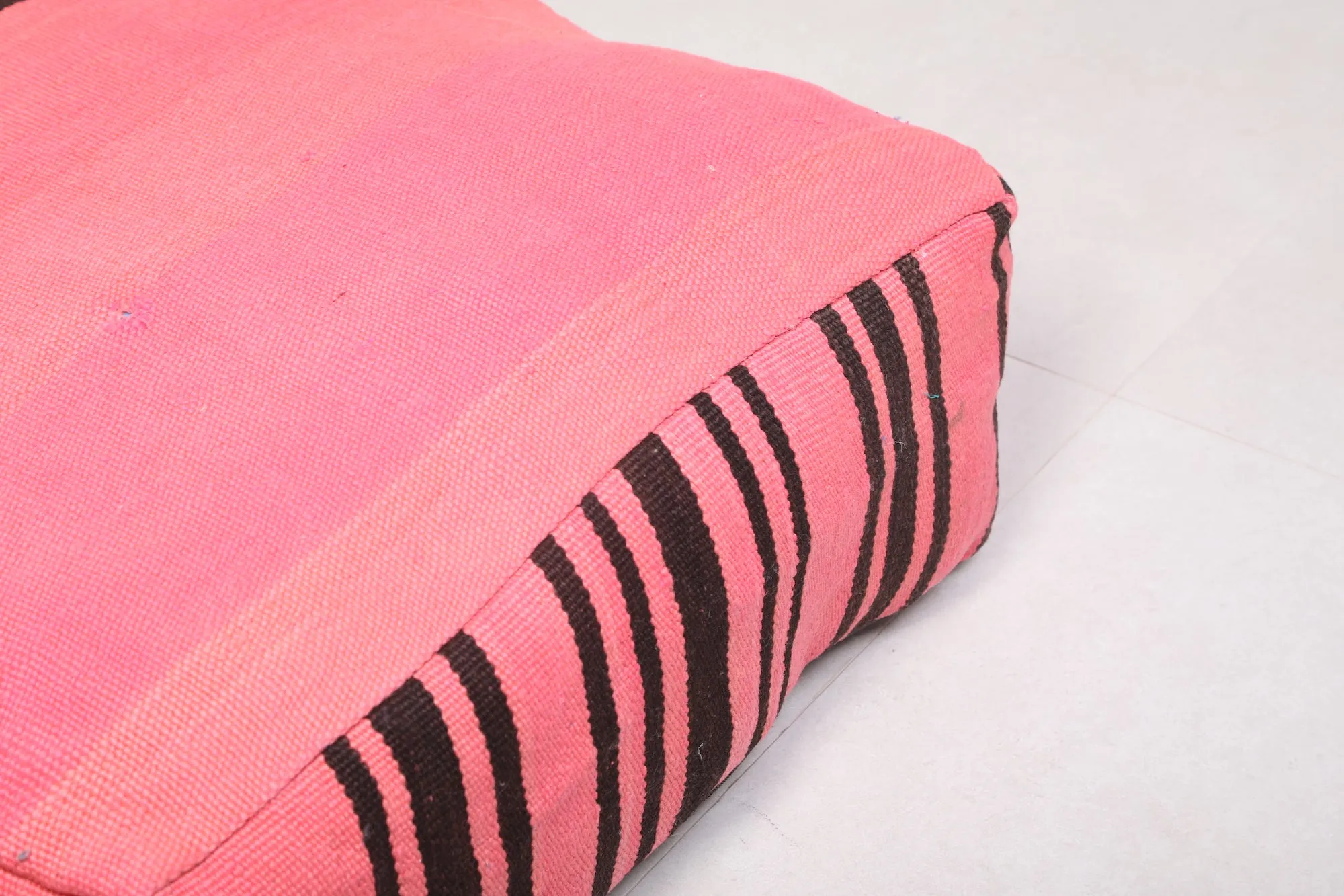Two Moroccan handmade Ottoman Poufs in Pink Kilim