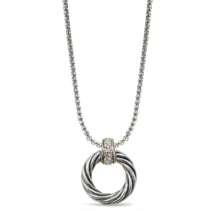 Two-Tone Round Crystal Pendant Necklace #13211NK(FE5)