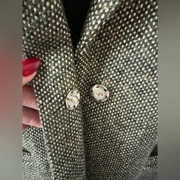 UK London Original Cath Kidston Classic Green Multi Tweed Wool Blend Jacket XS