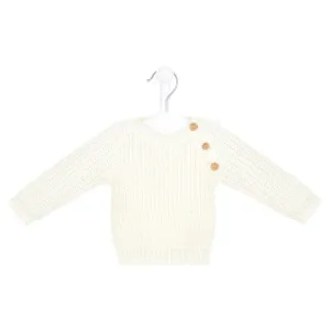 Unisex Baby White Chunky Knit Jumper