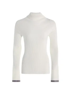 Varley Ravena Rib Knit High Neck Top in Egret