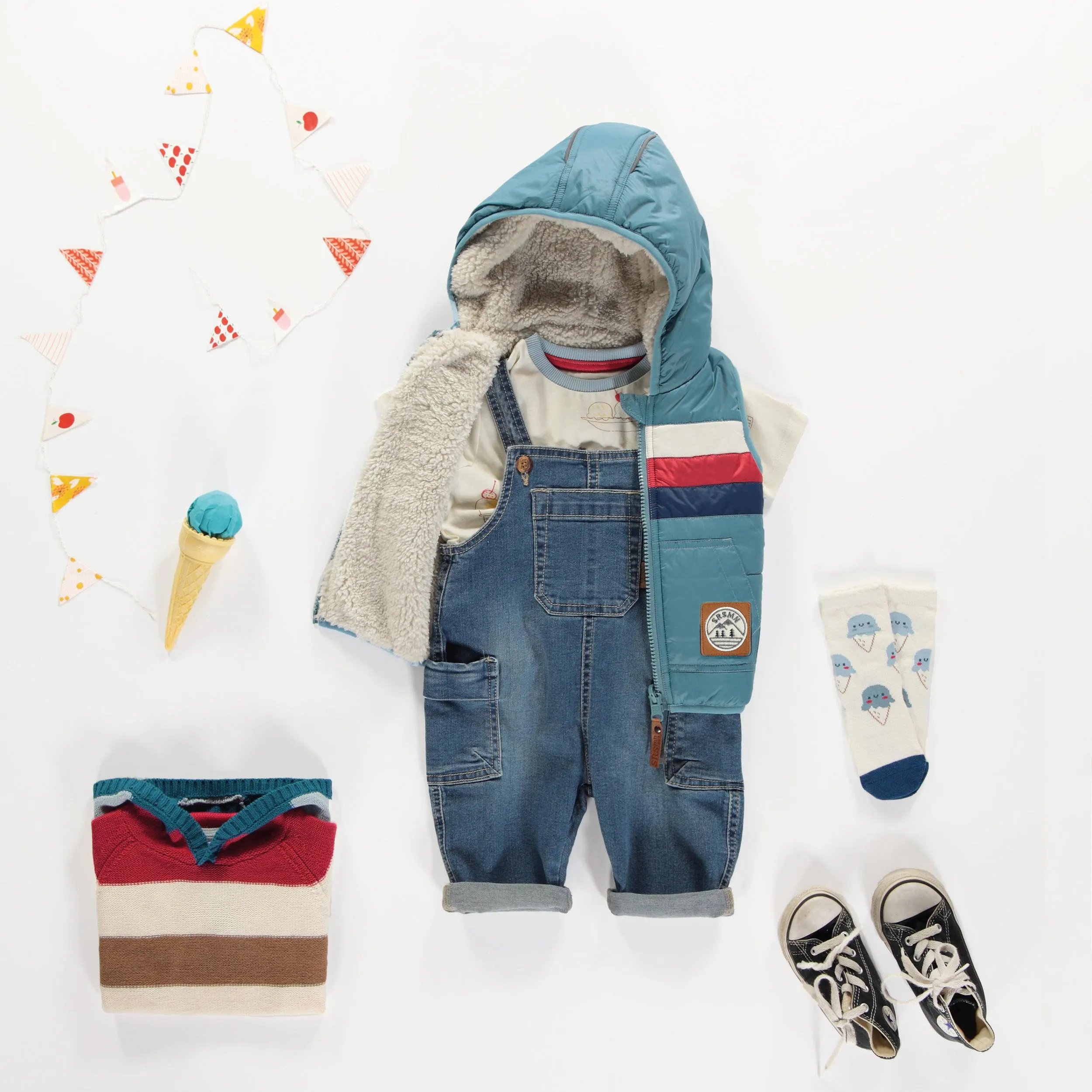 Veste sans manche réversible bleu, bébé || Reversible blue sleeveless vest, baby