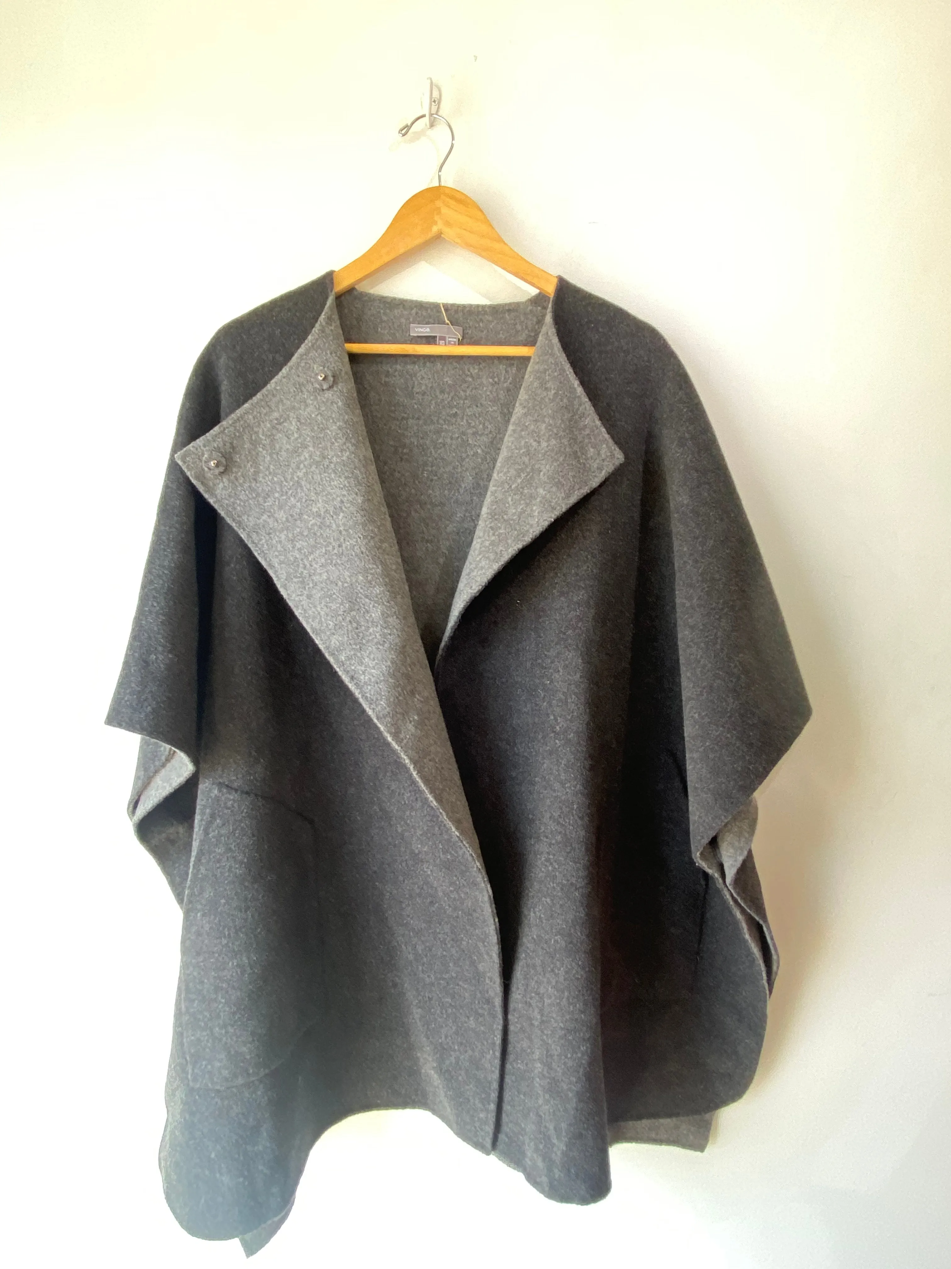 Vince Charcoal Gray Wool Poncho