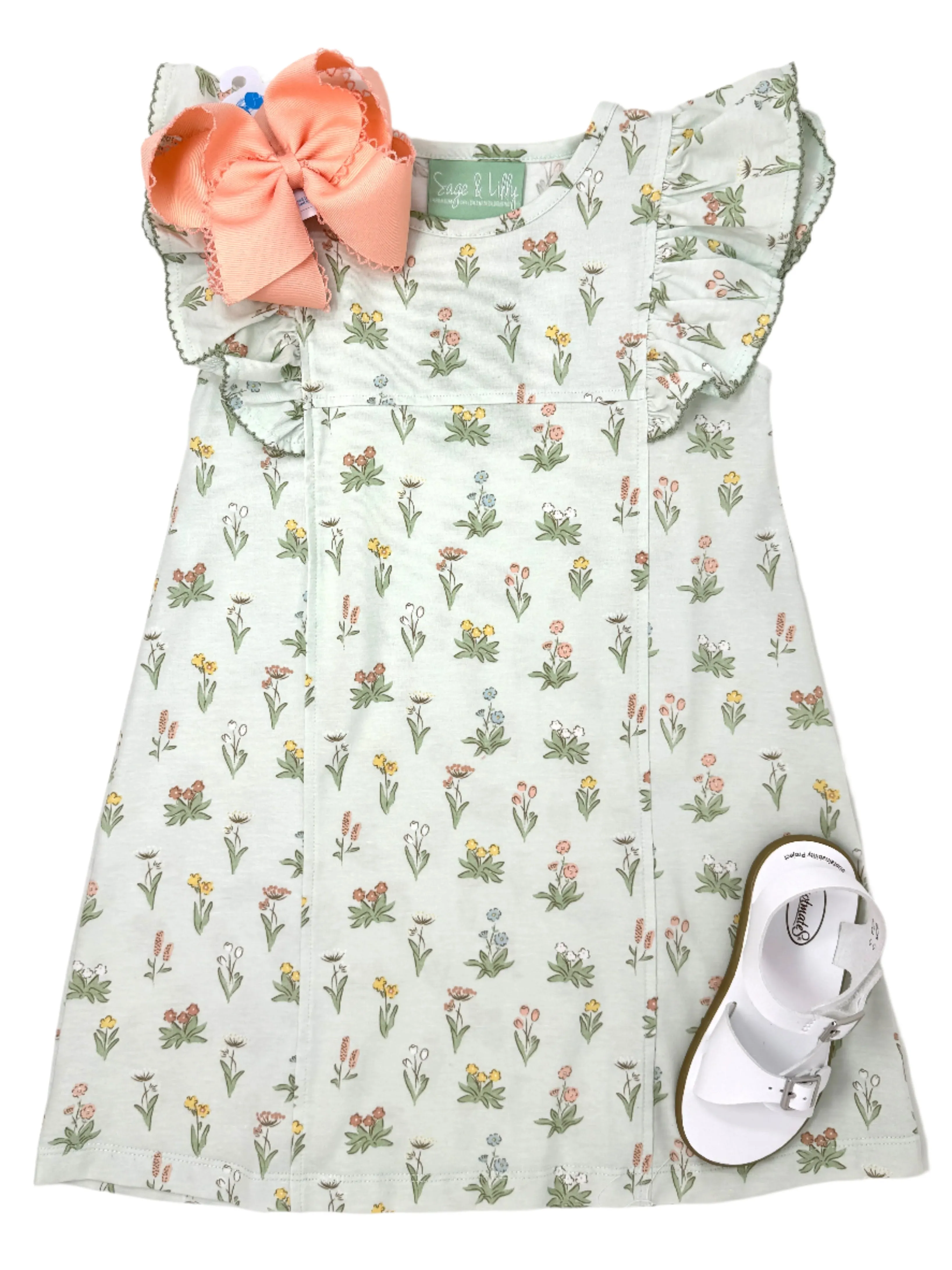 Vintage Floral Ruffle Sleeve Dress