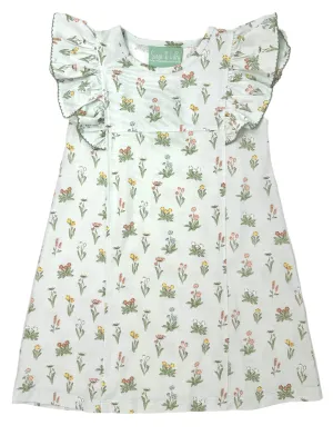 Vintage Floral Ruffle Sleeve Dress