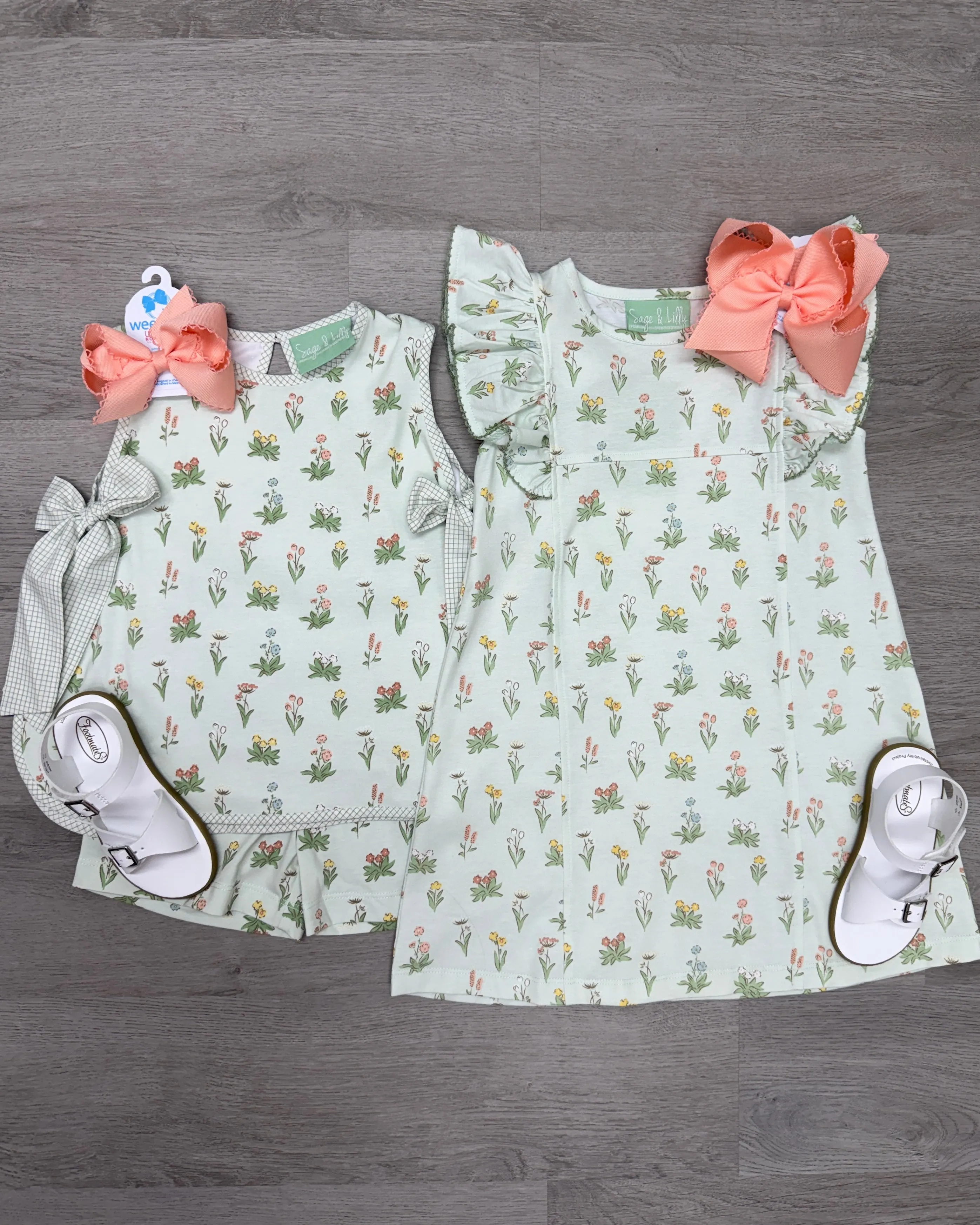 Vintage Floral Ruffle Sleeve Dress