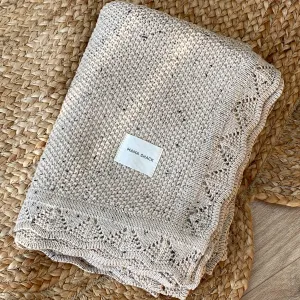 Vintage Knitted Blanket - Speckled Latte