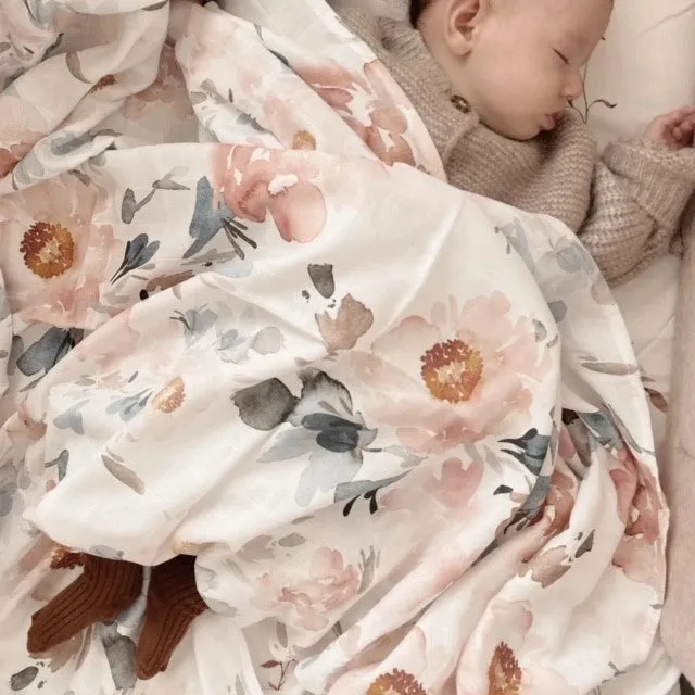 Watercolour Floral Muslin Swaddle