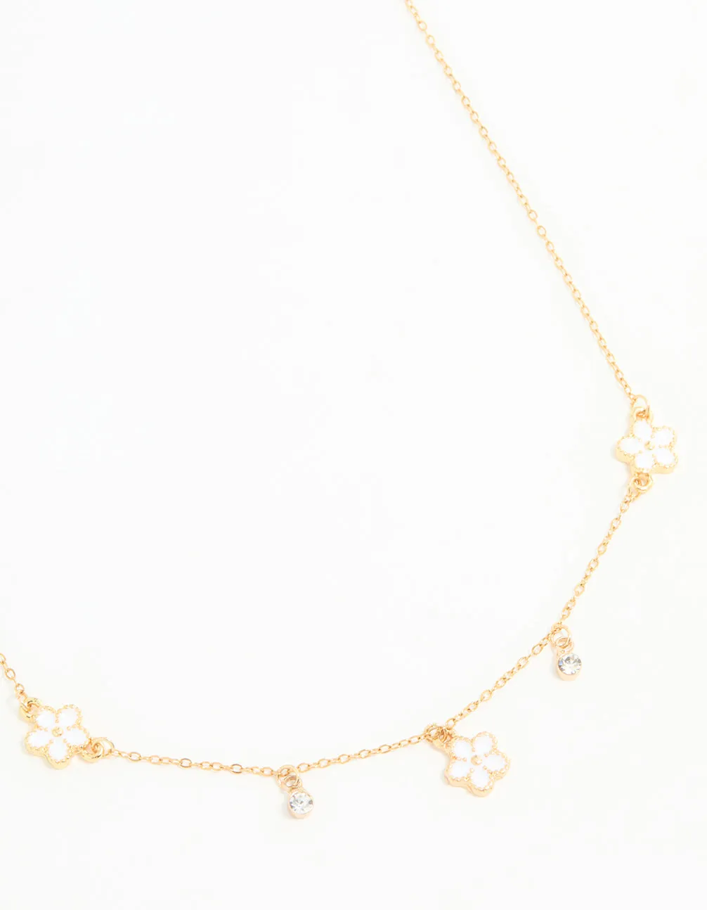Waterproof Gold Plated Stainless Steel Cubic Zirconia Heart Floral Pendant Necklace