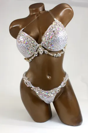 WBFF White Crystallized Bikini Suit