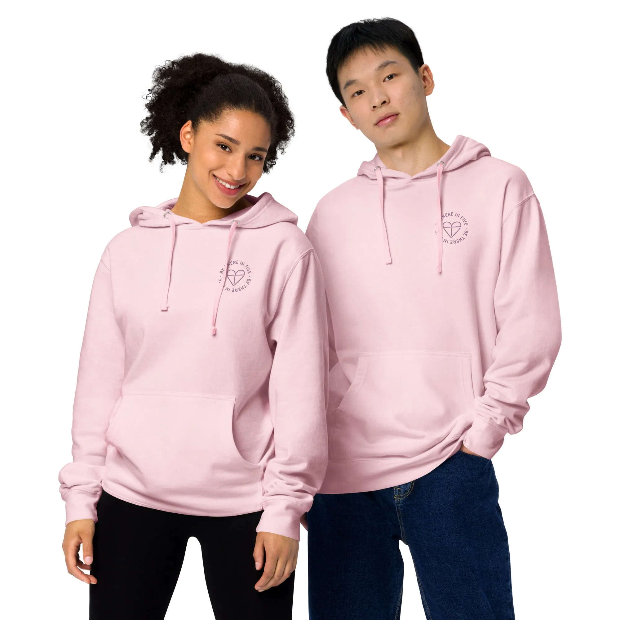 We Never Stood a Chance Back Geo Tracker Print with Front Heart Logo Unisex midweight hoodie by Be There in Five