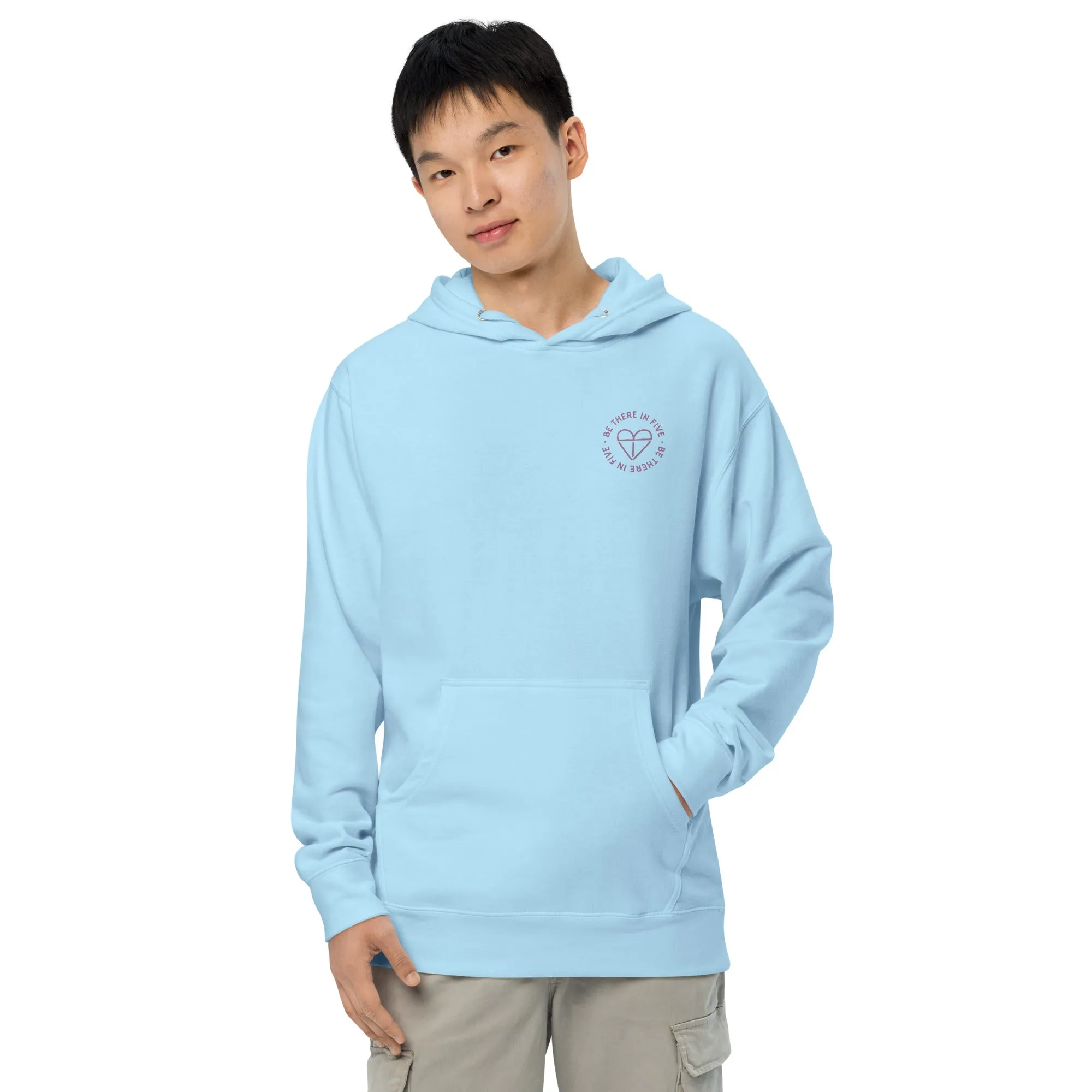 We Never Stood a Chance Back Geo Tracker Print with Front Heart Logo Unisex midweight hoodie by Be There in Five