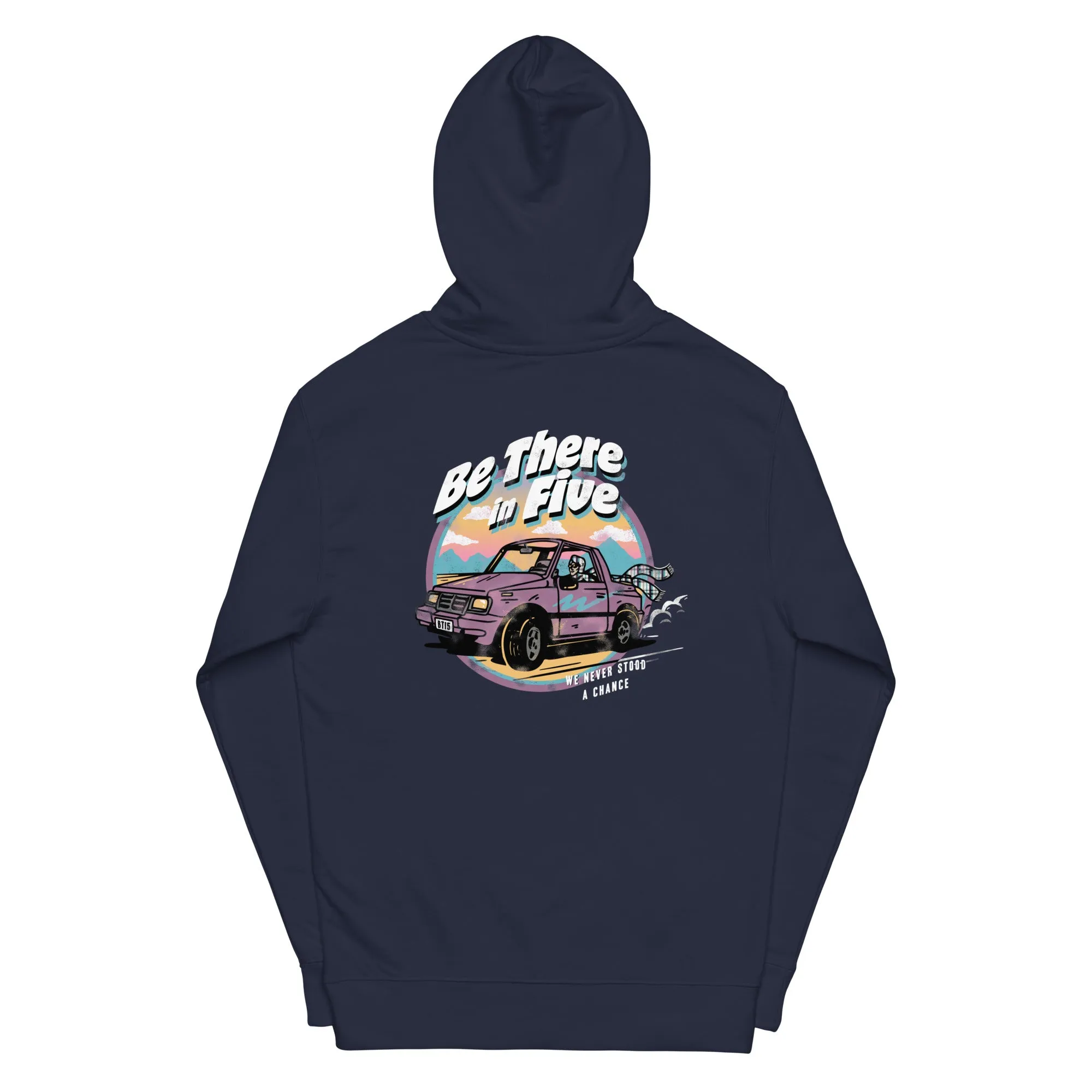 We Never Stood a Chance Back Geo Tracker Print with Front Heart Logo Unisex midweight hoodie by Be There in Five