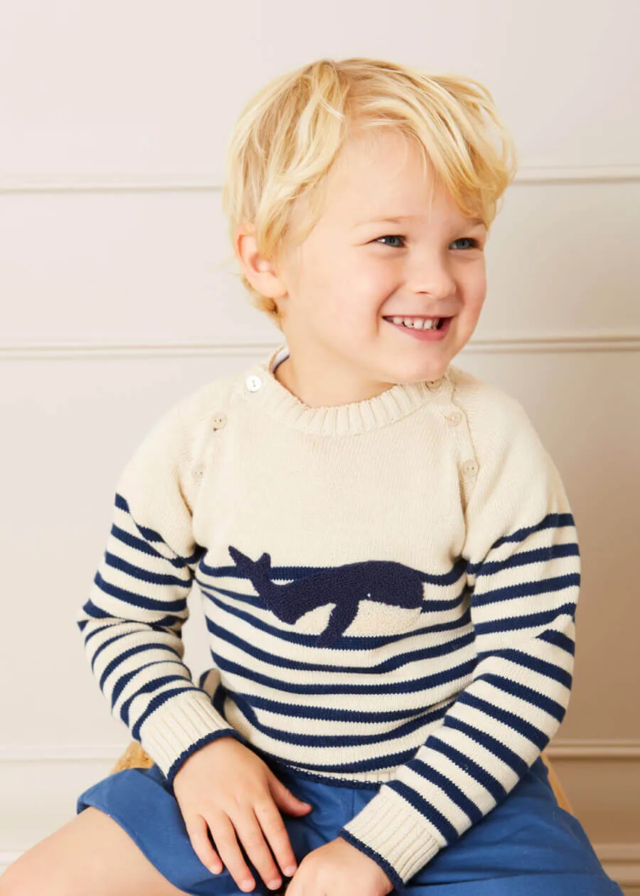 Whale Intarsia Striped Jumper in Blue (12mths-6yrs)