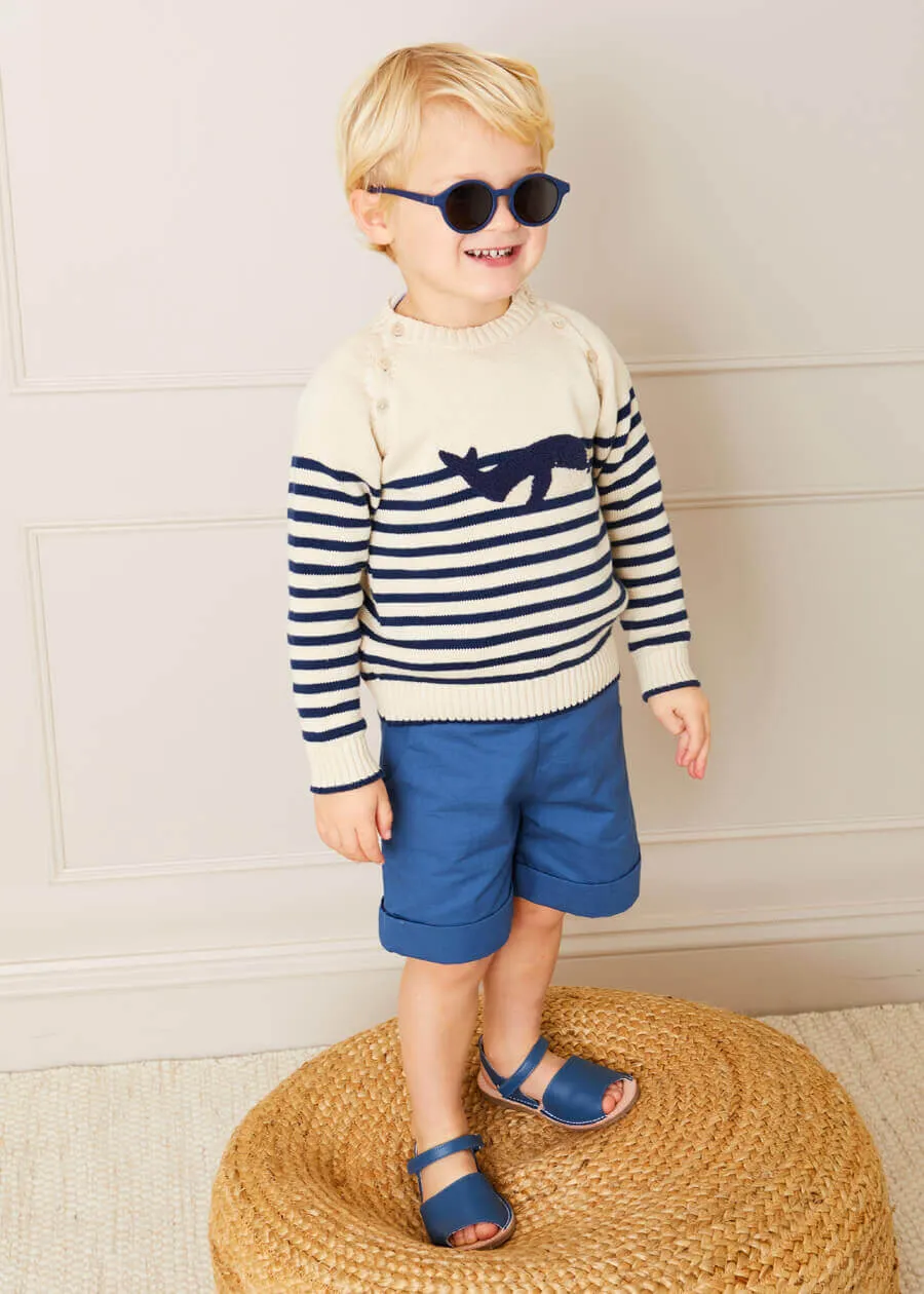 Whale Intarsia Striped Jumper in Blue (12mths-6yrs)
