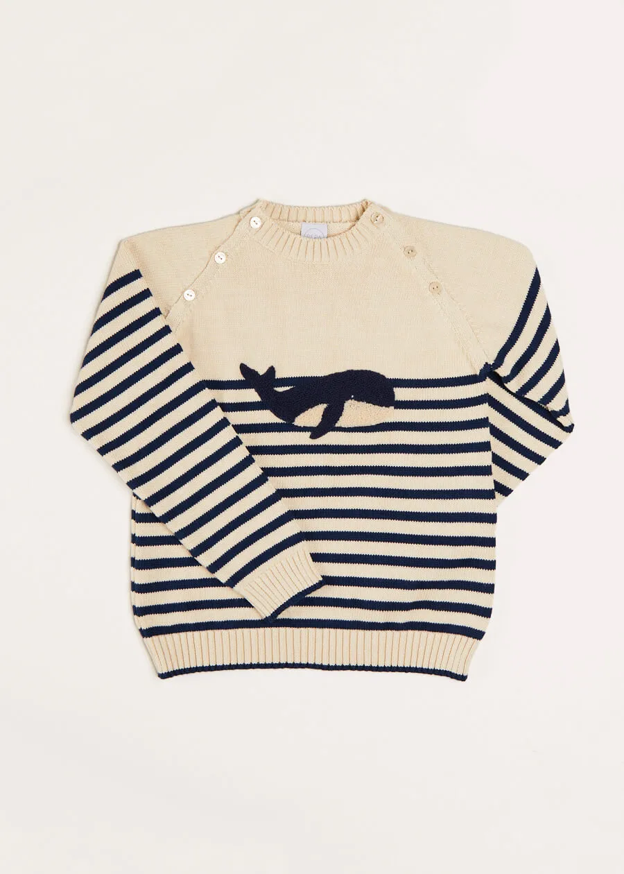 Whale Intarsia Striped Jumper in Blue (12mths-6yrs)