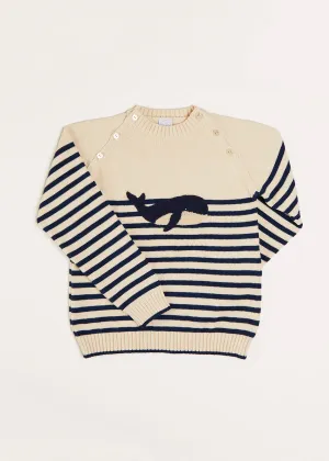Whale Intarsia Striped Jumper in Blue (12mths-6yrs)
