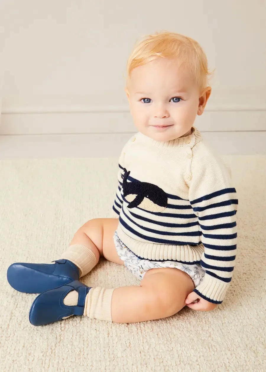 Whale Intarsia Striped Jumper in Blue (12mths-6yrs)