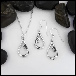 Whimsical Flower Pendant and Earring Set