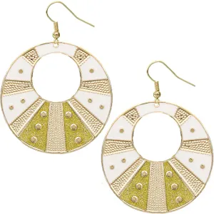 White Gold Round Studded Glitter Earrings