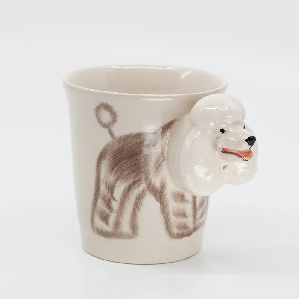 White Poodle Hand-painted Dog Mug