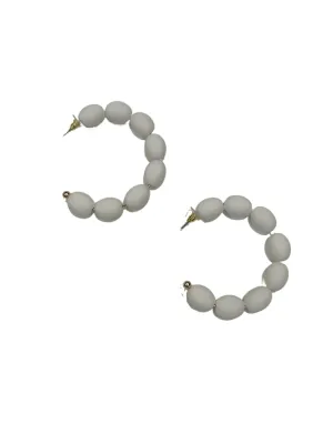 Wood Beaded Hoop - White