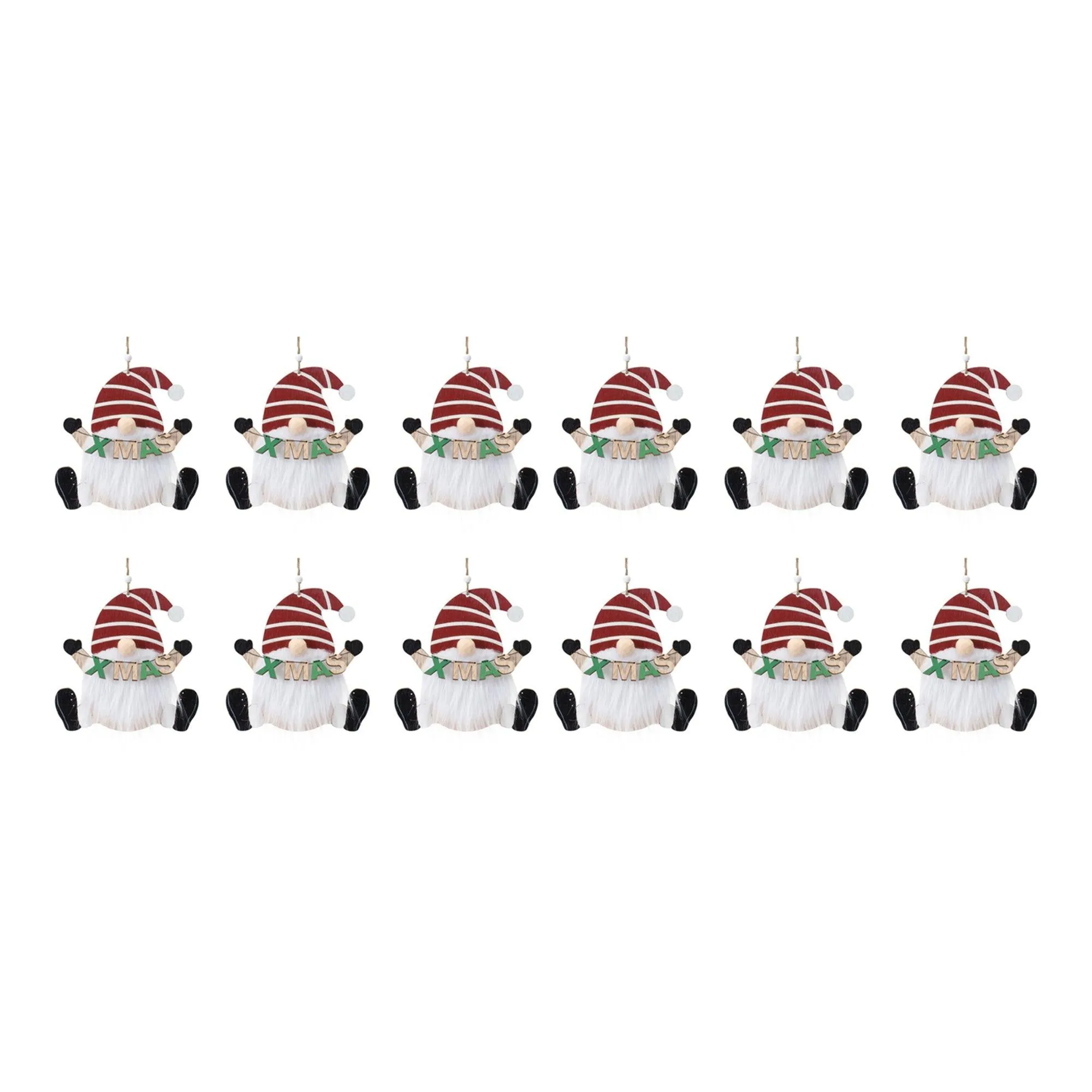 Wood Gnome Ornament (Set of 12)