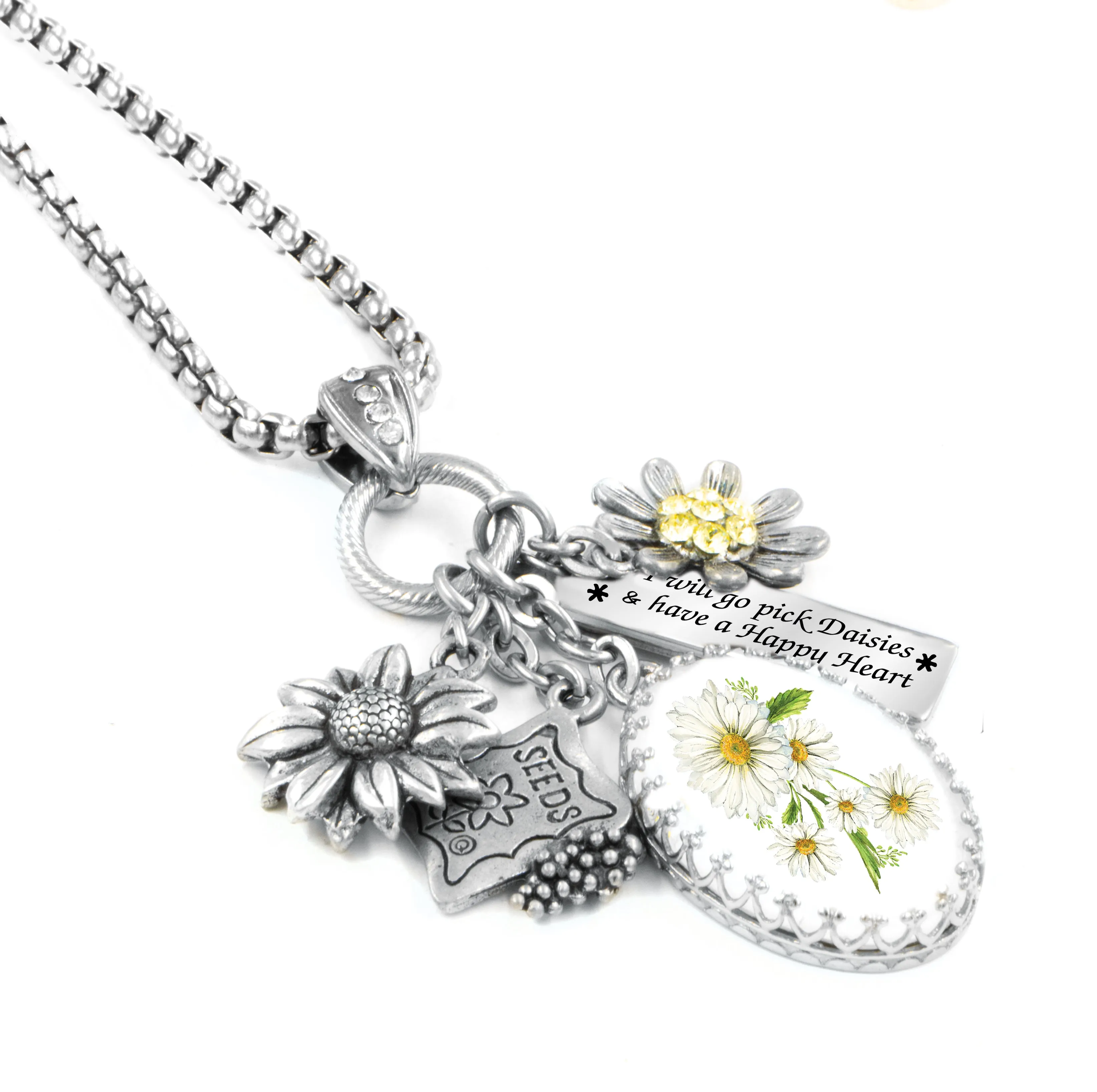 Yellow Daisy Charm Necklace